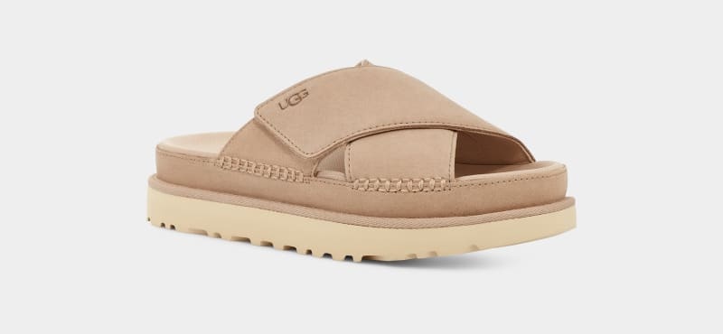 Apricot Ugg Goldenstar Cross Women's Slides | South Africa-4867910