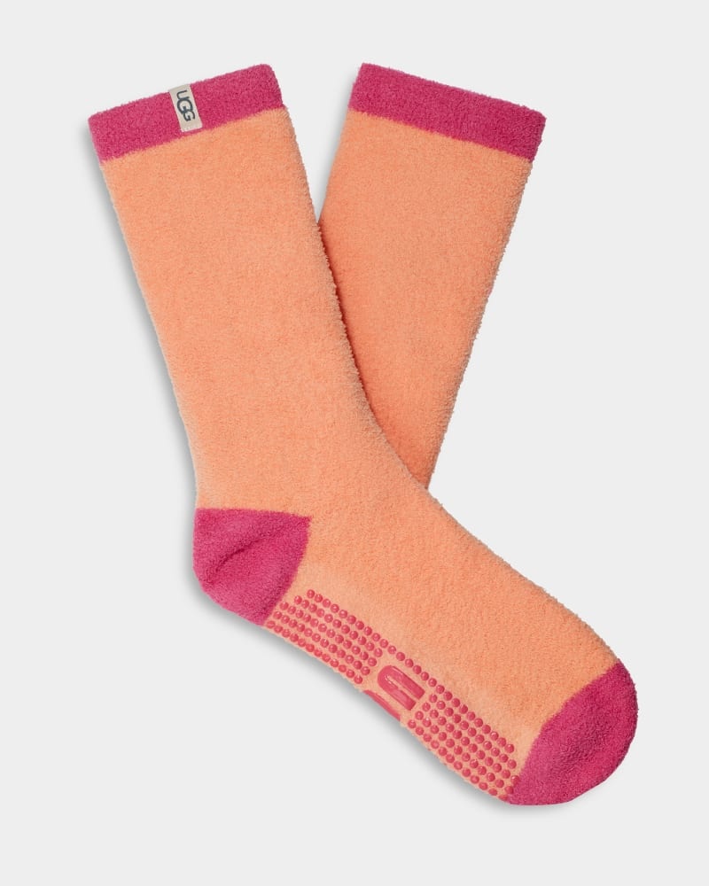 Apricot Ugg Paityn Cozy Gripper Crew Women\'s Socks | South Africa-7580619