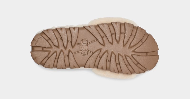 Beige Ugg Cozetta Curly Graphic Women's Slippers | South Africa-3827901