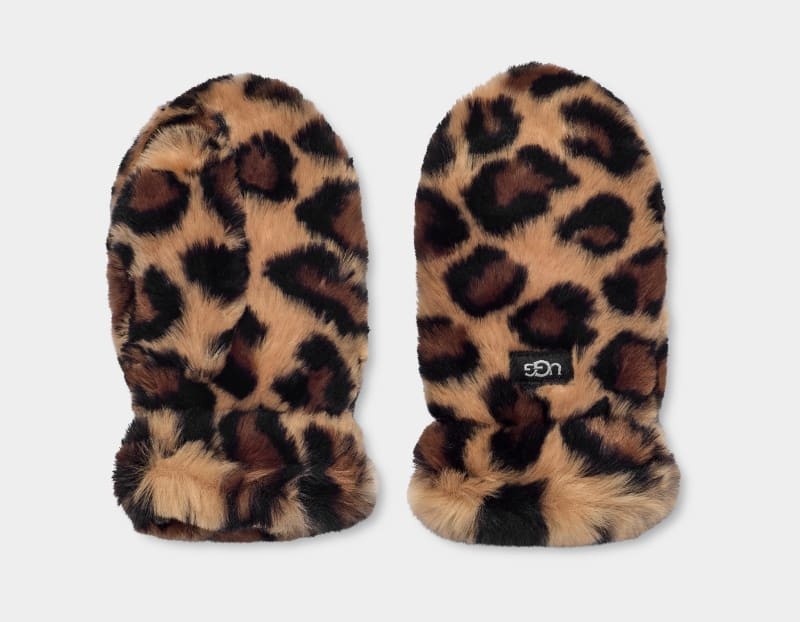 Beige Ugg Faux Fur Kids' Mittens | South Africa-4930568