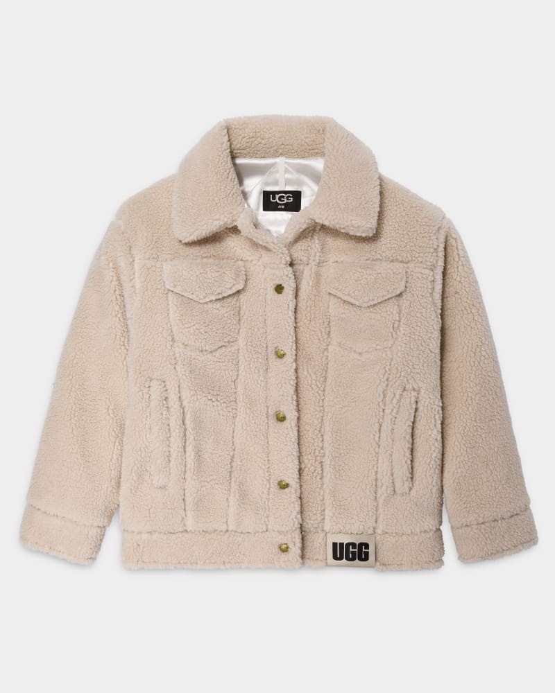 Beige Ugg Frankie Sherpa Trucker Women's Jackets | South Africa-5462903