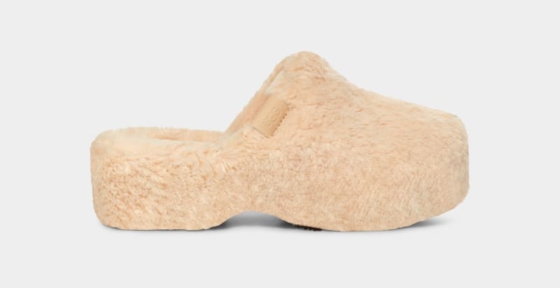 Beige Ugg Fuzz Sugar Clog Women\'s Clogs | South Africa-1604389