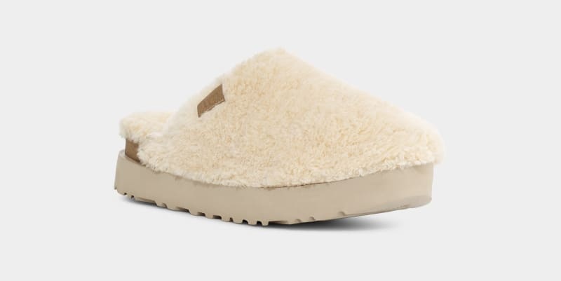 Beige Ugg Fuzz Sugar Women's Slides | South Africa-5946738