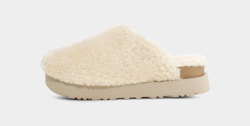 Beige Ugg Fuzz Sugar Women's Slides | South Africa-5946738