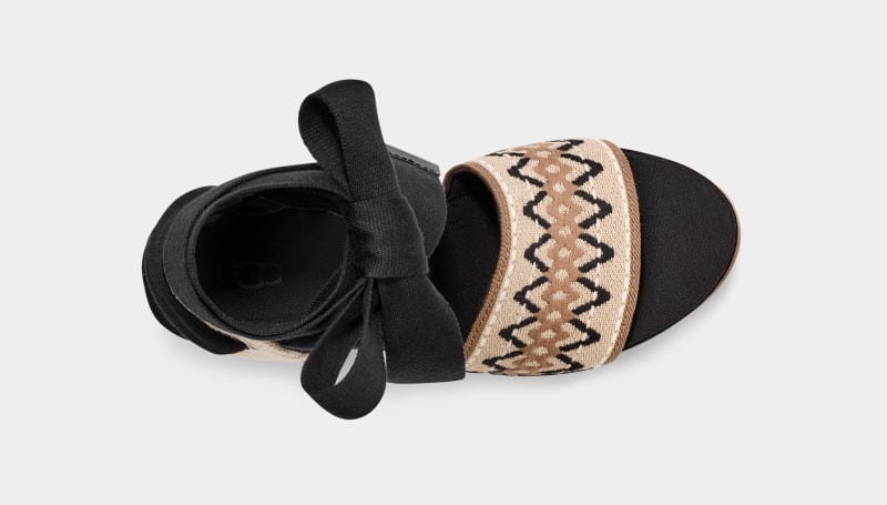 Black Ugg Abbot Ankle Wrap Women's Sandals | South Africa-9284736