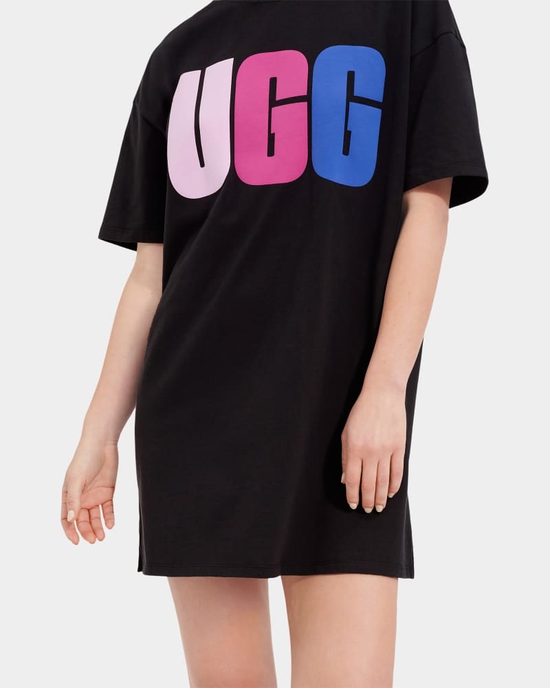 Black Ugg Alayah Logo T-Shirt Women's Dress | South Africa-4123587