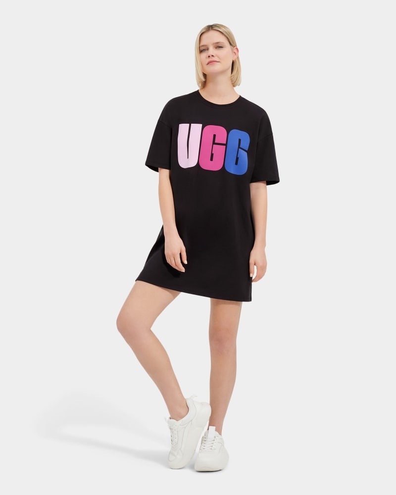 Black Ugg Alayah Logo T-Shirt Women\'s Dress | South Africa-4123587