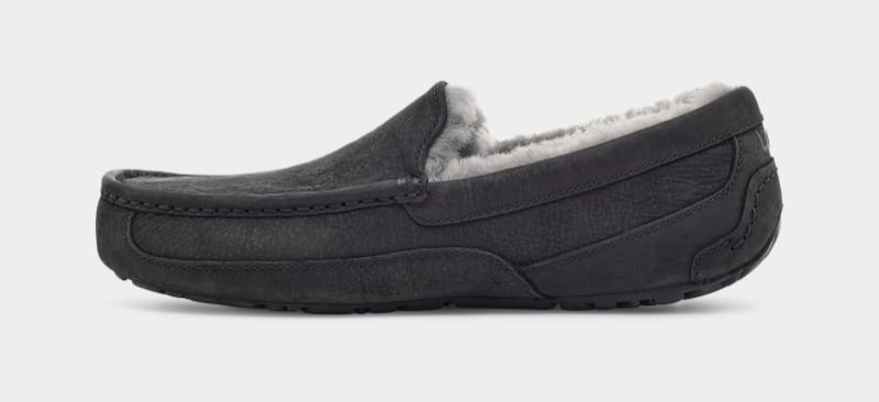 Black Ugg Ascot Matte Leather Men's Moccasins | South Africa-7841236