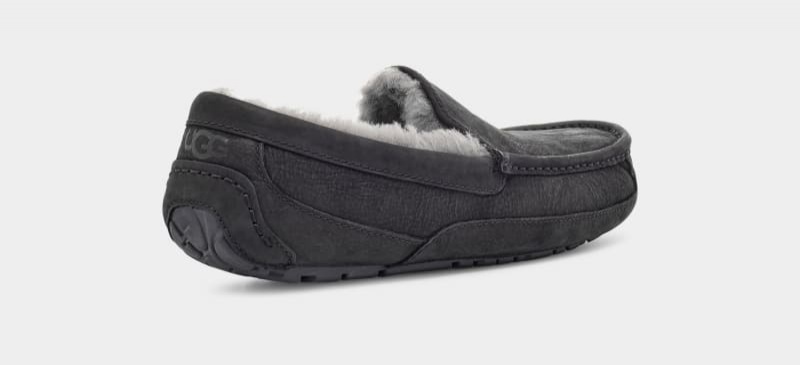 Black Ugg Ascot Matte Leather Men's Moccasins | South Africa-7841236