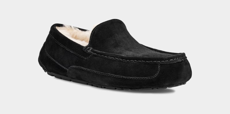 Black Ugg Ascot Men's Slippers | South Africa-0673495