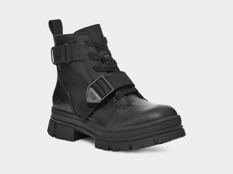 Black Ugg Ashton Lace Up Women's Ankle Boots | South Africa-2760519