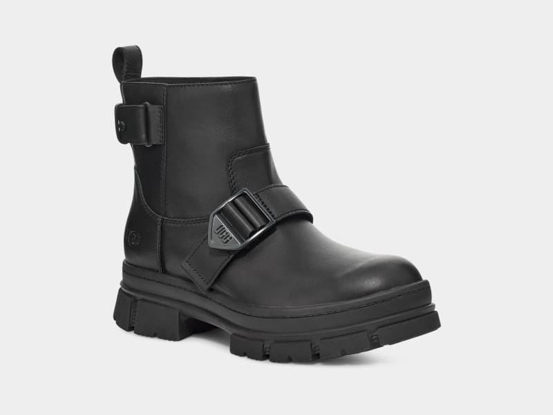 Black Ugg Ashton Short Women's Ankle Boots | South Africa-9413260