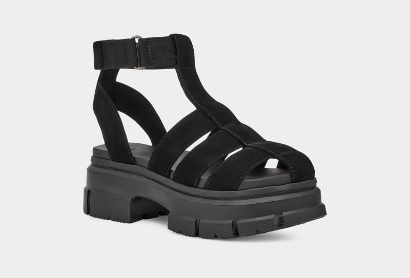 Black Ugg Ashton Strappy Women's Sandals | South Africa-9813754