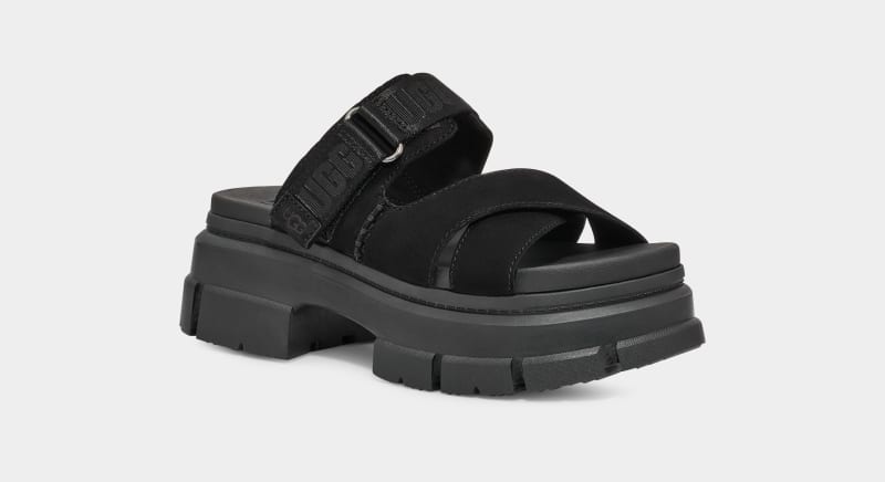 Black Ugg Ashton Women's Slides | South Africa-1246753