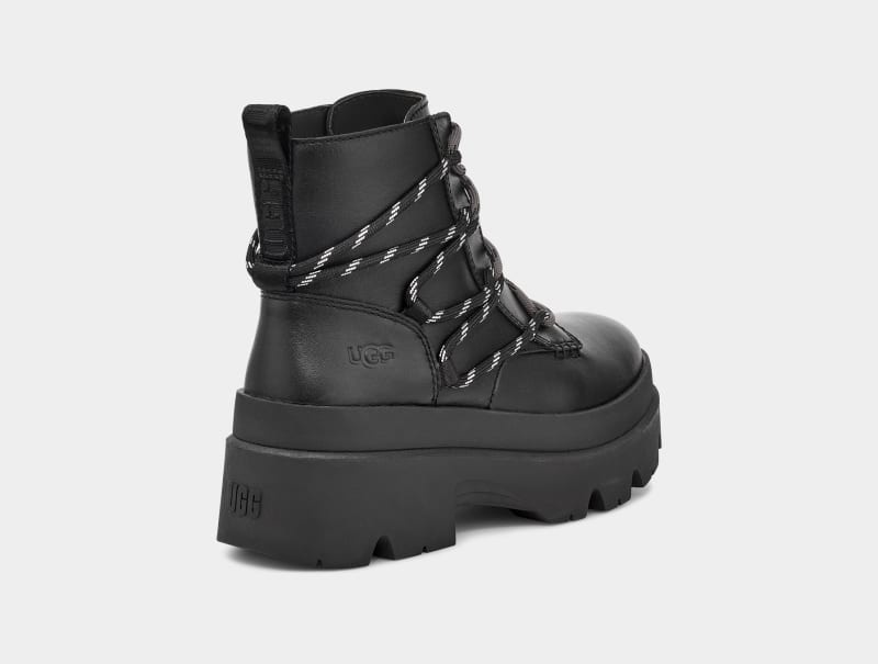 Black Ugg Brisbane Lace Up Women's Ankle Boots | South Africa-7821530