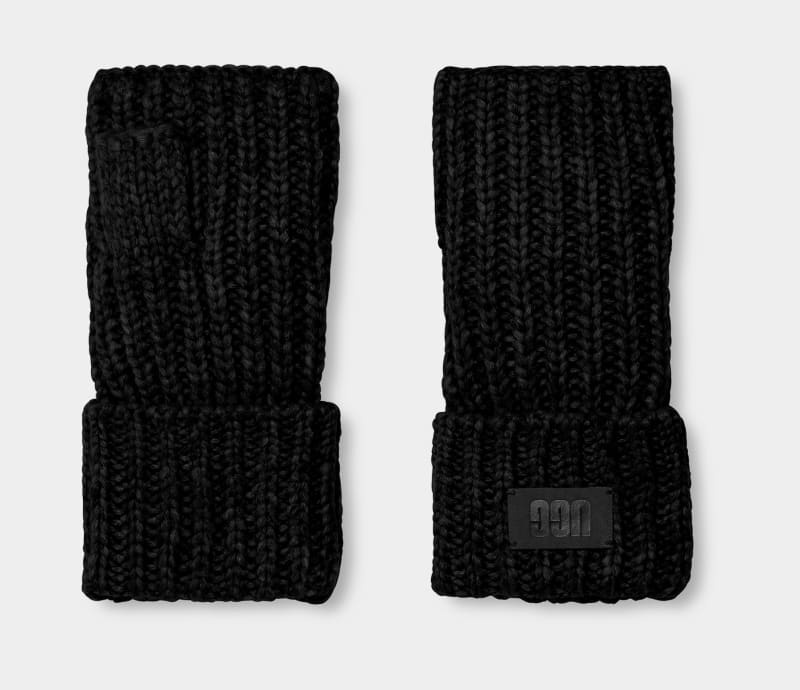 Black Ugg Chunky Fingerless Cuff Women's Gloves | South Africa-5270831