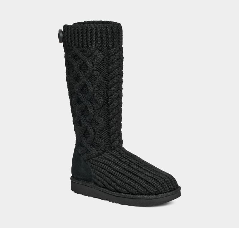 Black Ugg Classic Cardi Cabled Knit Kids' Boots | South Africa-2493875