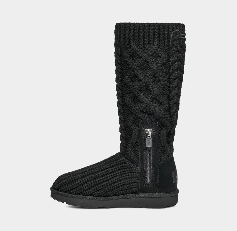 Black Ugg Classic Cardi Cabled Knit Kids' Boots | South Africa-2493875