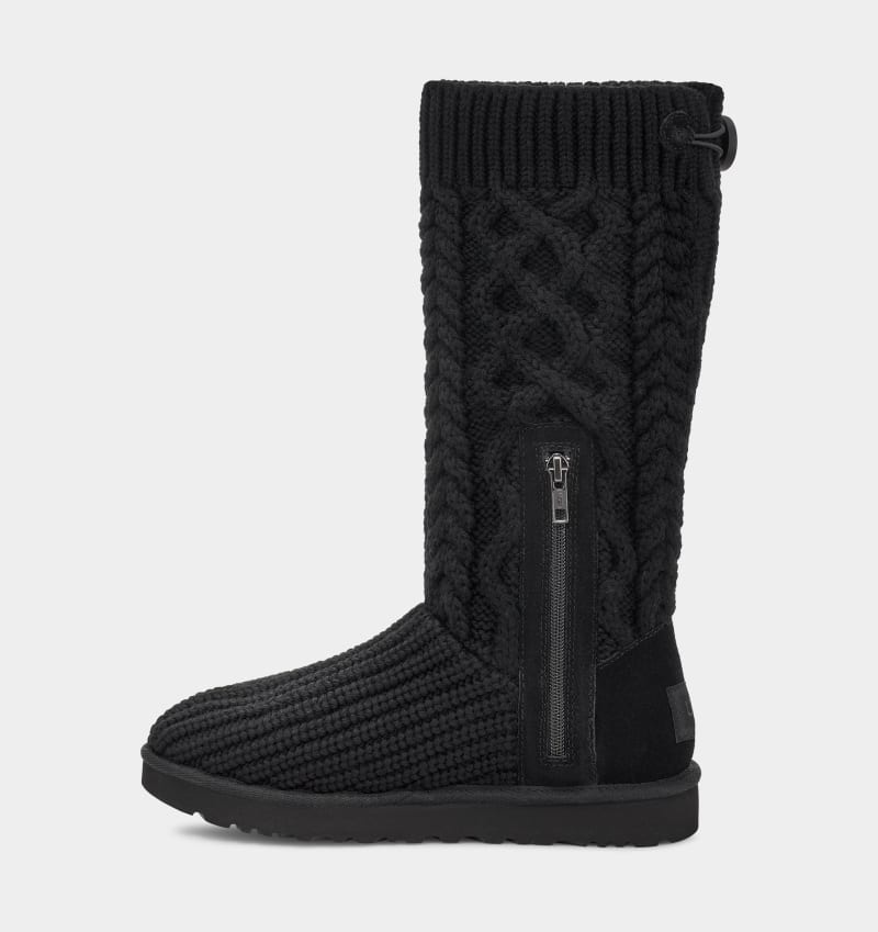 Black Ugg Classic Cardi Cabled Knit Women's Boots | South Africa-2746853