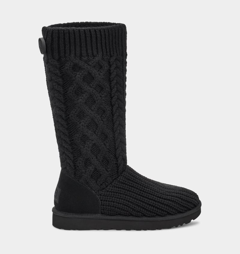 Black Ugg Classic Cardi Cabled Knit Women\'s Boots | South Africa-2746853