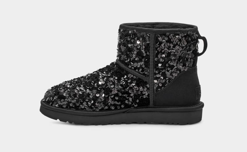 Black Ugg Classic Mini Chunky Sequin Women's Boots | South Africa-3476892