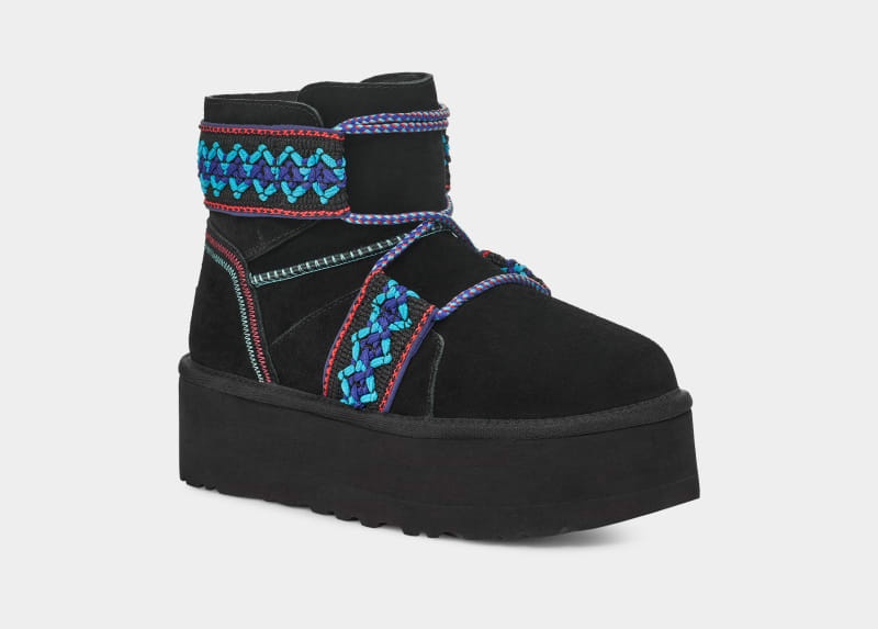 Black Ugg Classic Mini Ii Braid Platform Women's Boots | South Africa-4710293