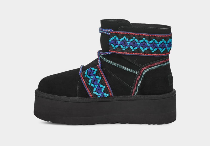 Black Ugg Classic Mini Ii Braid Platform Women's Boots | South Africa-4710293