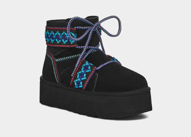 Black Ugg Classic Mini Ii Braid Platform Women's Boots | South Africa-4710293