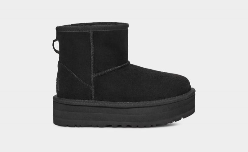 Black Ugg Classic Mini Platform Kids\' Boots | South Africa-9425316