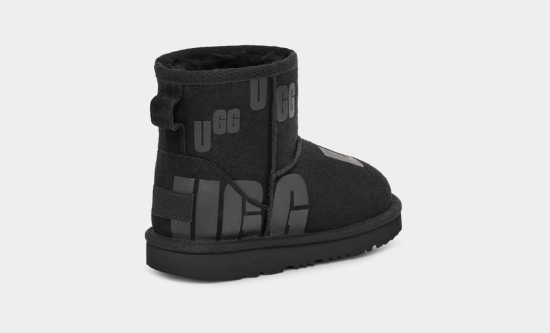 Black Ugg Classic Mini Scatter Graphic Kids' Boots | South Africa-7428910