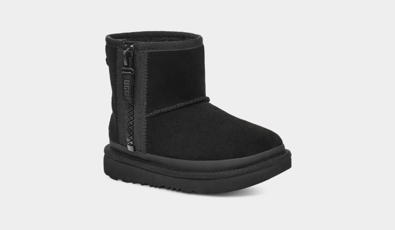 Black Ugg Classic Mini Zipper Tape Logo Kids' Boots | South Africa-8953412