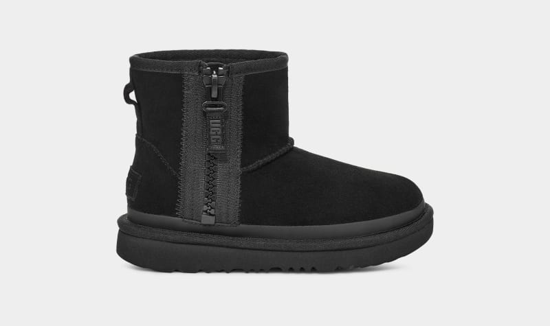 Black Ugg Classic Mini Zipper Tape Logo Kids\' Boots | South Africa-8953412