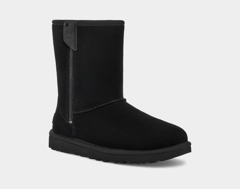 Black Ugg Classic Short Bailey Zip Women's Boots | South Africa-4528170