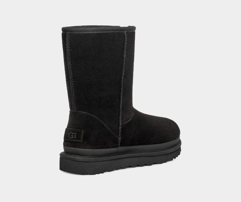 Black Ugg Classic Short Zipper Tape Logo Women's Boots | South Africa-7349561