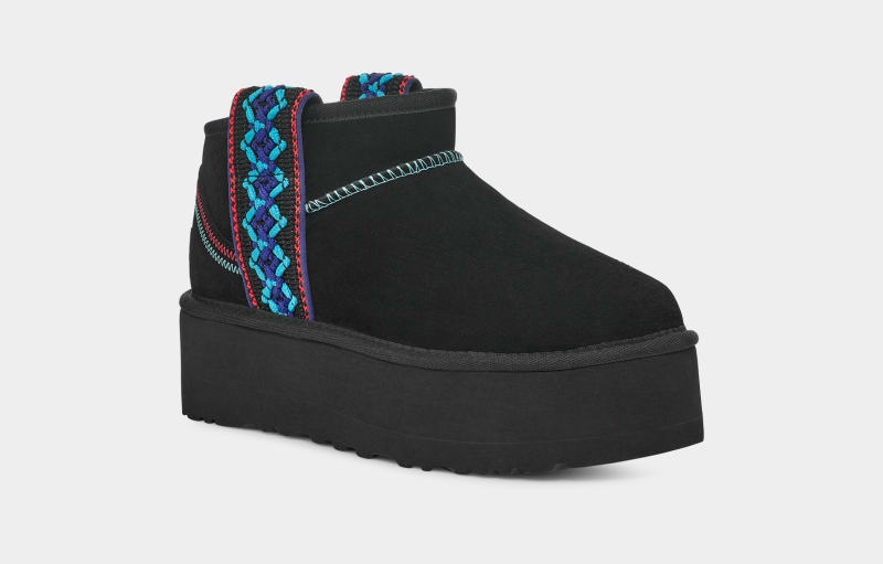 Black Ugg Classic Ultra Mini Braid Platform Women's Boots | South Africa-8502367