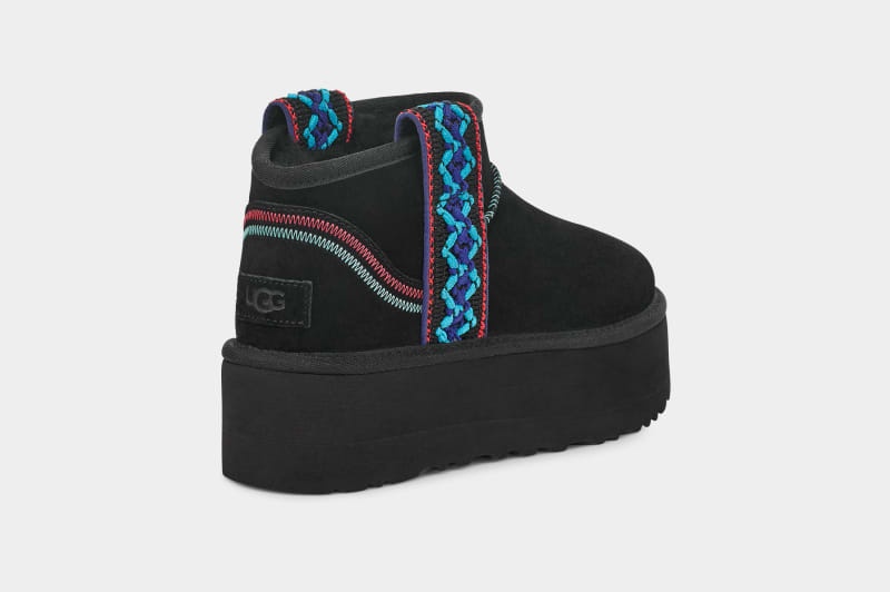 Black Ugg Classic Ultra Mini Braid Platform Women's Boots | South Africa-8502367