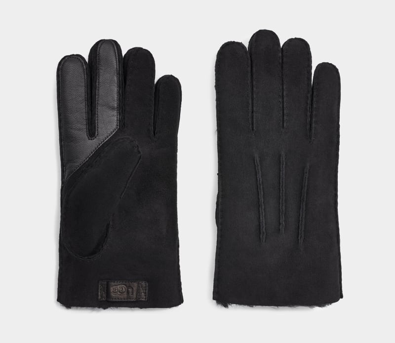 Black Ugg Contrast Sheepskin Tech Men's Gloves | South Africa-5764203