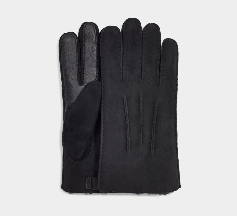 Black Ugg Contrast Sheepskin Tech Men\'s Gloves | South Africa-5764203