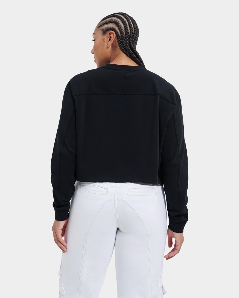 Black Ugg Delylah Long Sleeve Crop Women's Tops | South Africa-2587096