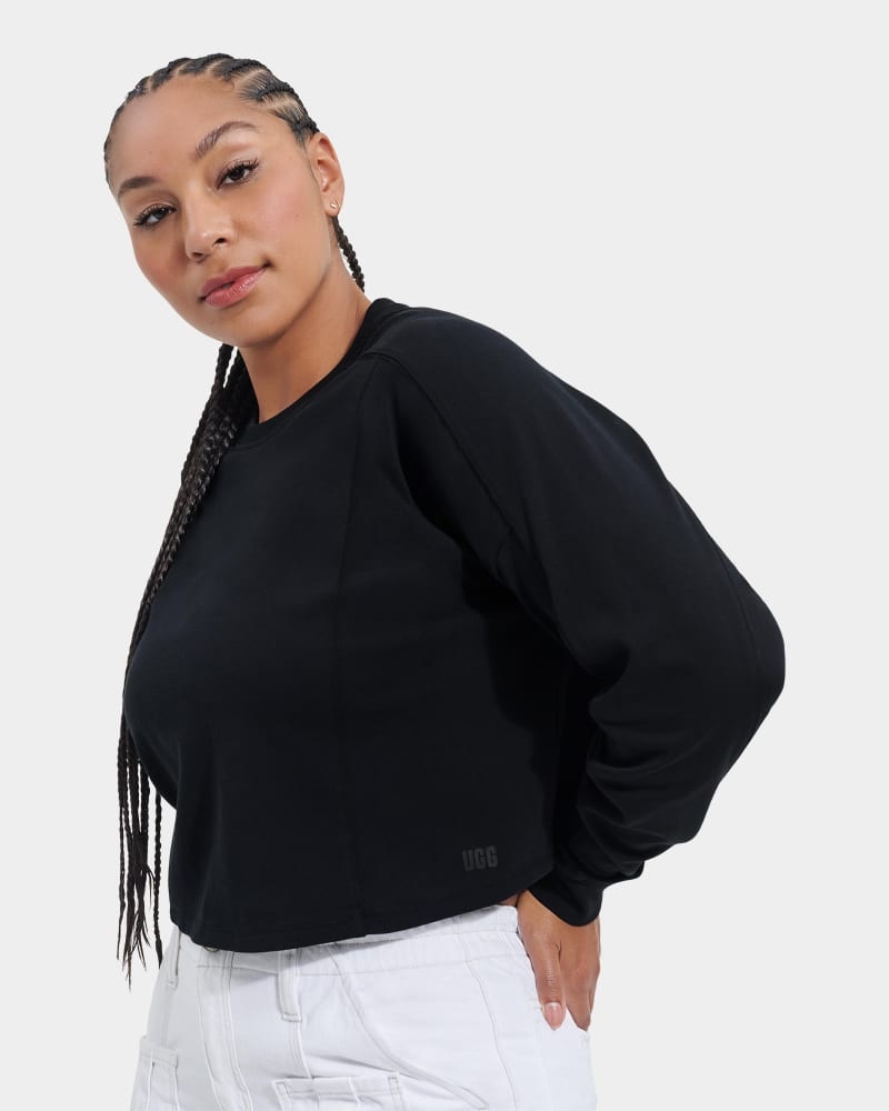 Black Ugg Delylah Long Sleeve Crop Women's Tops | South Africa-2587096