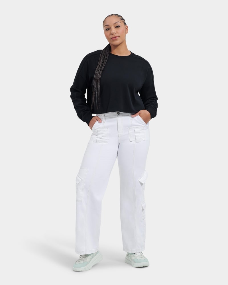 Black Ugg Delylah Long Sleeve Crop Women's Tops | South Africa-2587096