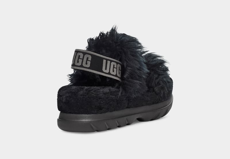 Black Ugg Fluff Sugar Women's Sandals | South Africa-3617459