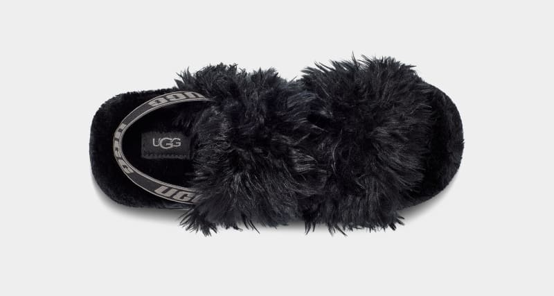 Black Ugg Fluff Sugar Women's Sandals | South Africa-3617459