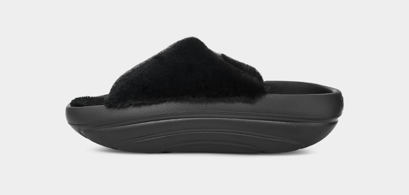 Black Ugg Foamo Uggplush Women's Slides | South Africa-6450317