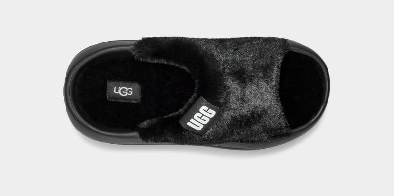 Black Ugg Foamo Uggplush Women's Slides | South Africa-6450317