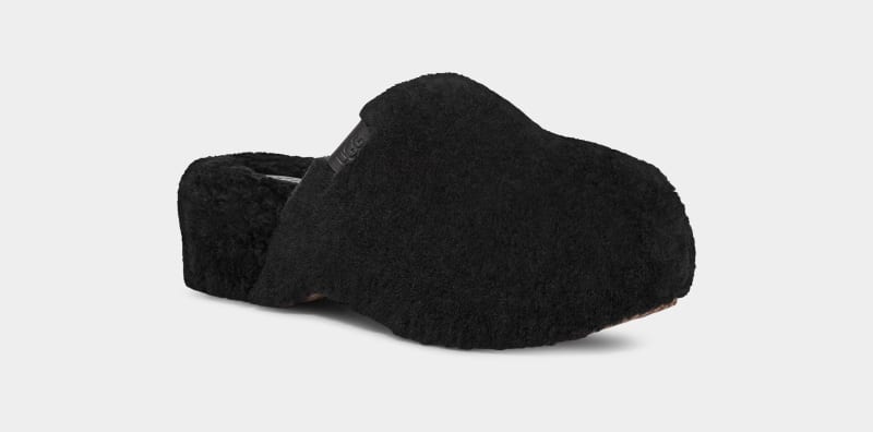 Black Ugg Fuzz Sugar Clog Women's Clogs | South Africa-8350249