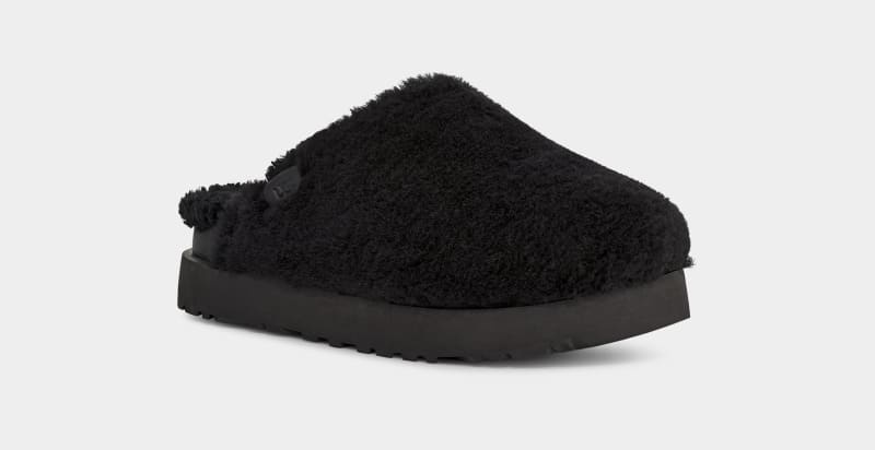 Black Ugg Fuzz Sugar Women's Slides | South Africa-1643250