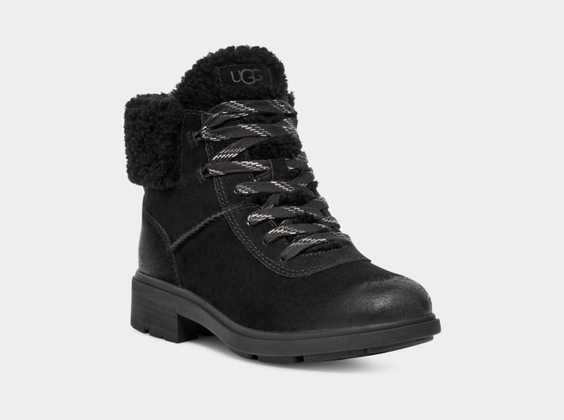 Black Ugg Harrison Cozy Lace Women's Winter Boots | South Africa-5897231