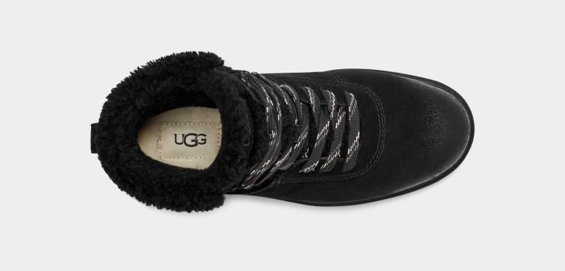 Black Ugg Harrison Cozy Lace Women's Winter Boots | South Africa-5897231