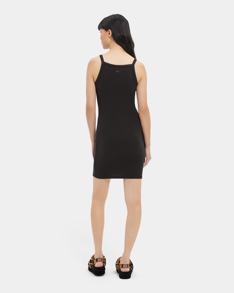 Black Ugg Hatchell Ribbed Women's Dress | South Africa-1256439